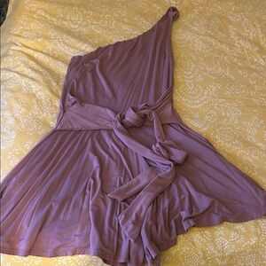 Lulu's Asymmetrical Romper Dress in Lavender